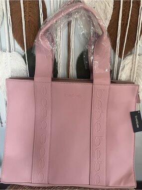 bebe Blush Pink Embossed Logo Tote